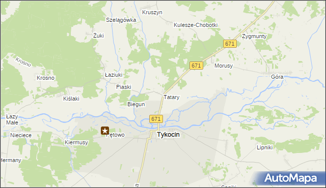 mapa Tatary gmina Tykocin, Tatary gmina Tykocin na mapie Targeo