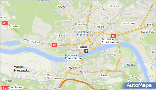 mapa Torunia, Toruń na mapie Targeo