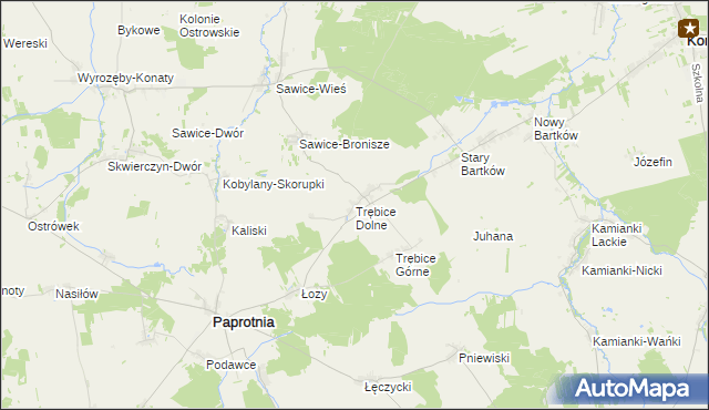 mapa Trębice Dolne, Trębice Dolne na mapie Targeo