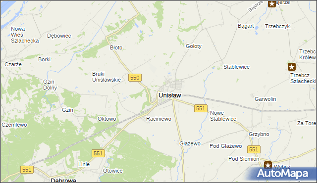 mapa Unisław powiat chełmiński, Unisław powiat chełmiński na mapie Targeo