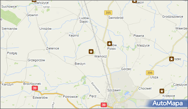 mapa Warkocz gmina Strzelin, Warkocz gmina Strzelin na mapie Targeo