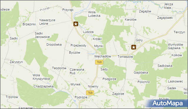 mapa Węchadłów, Węchadłów na mapie Targeo