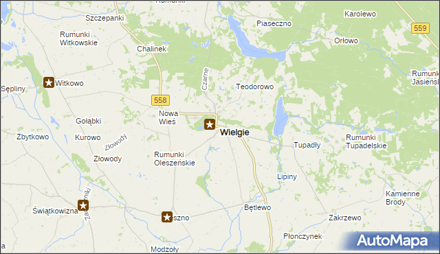 mapa Wielgie powiat lipnowski, Wielgie powiat lipnowski na mapie Targeo