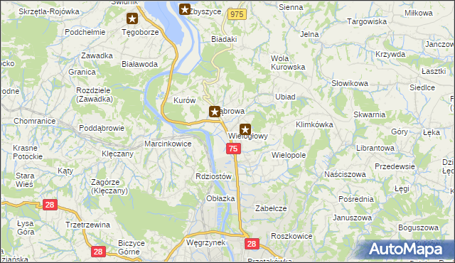 mapa Wielogłowy gmina Chełmiec, Wielogłowy gmina Chełmiec na mapie Targeo