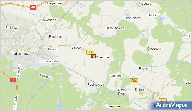 mapa Wierzbie gmina Koszęcin, Wierzbie gmina Koszęcin na mapie Targeo