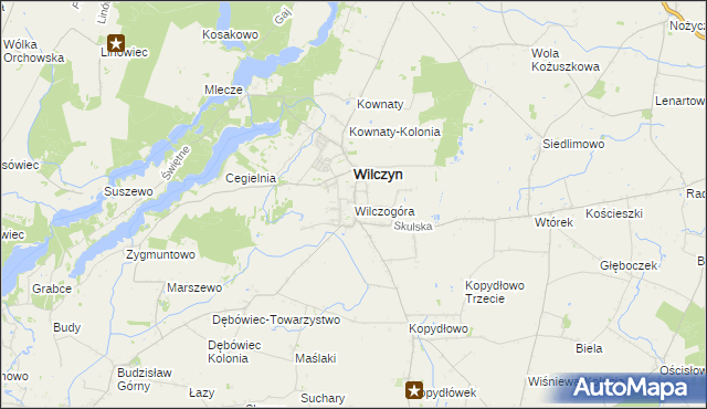 mapa Wilczogóra gmina Wilczyn, Wilczogóra gmina Wilczyn na mapie Targeo