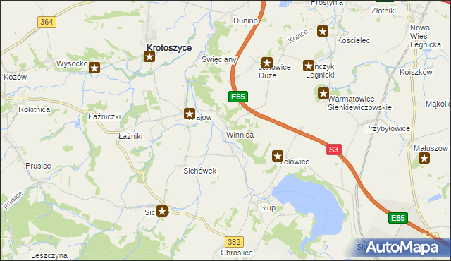 mapa Winnica gmina Krotoszyce, Winnica gmina Krotoszyce na mapie Targeo