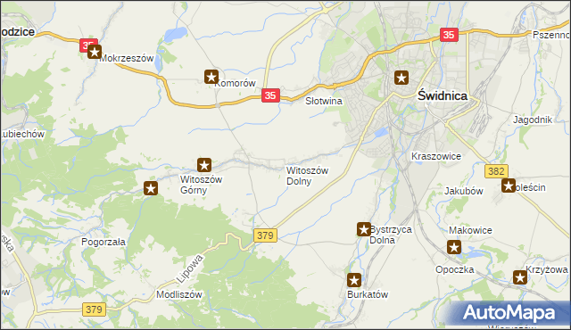 mapa Witoszów Dolny, Witoszów Dolny na mapie Targeo