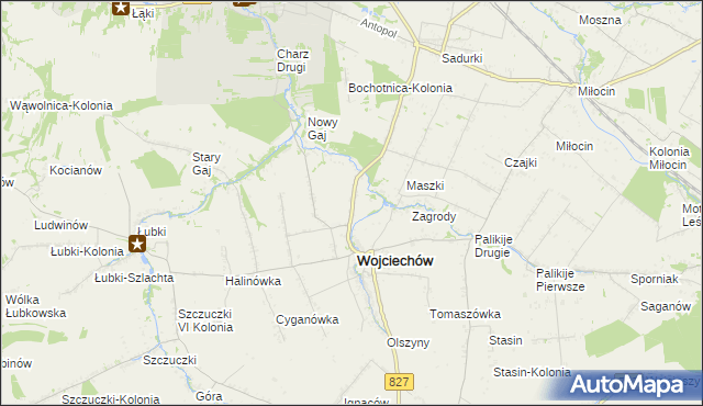 mapa Wojciechów-Kolonia Piąta, Wojciechów-Kolonia Piąta na mapie Targeo