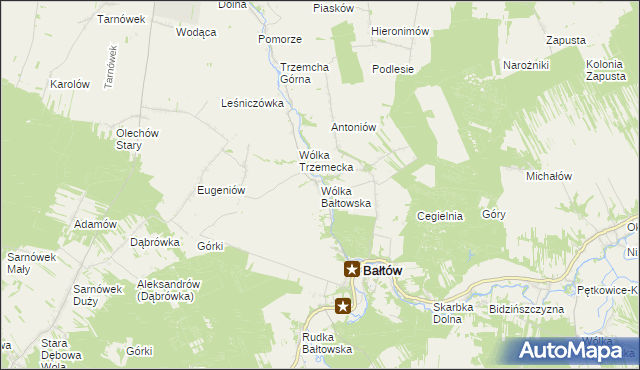 mapa Wólka Bałtowska, Wólka Bałtowska na mapie Targeo