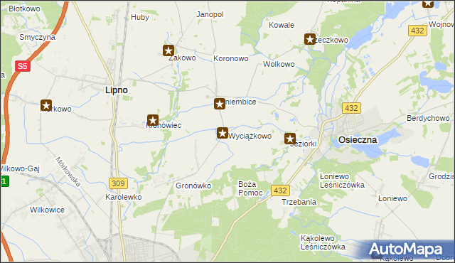 mapa Wyciążkowo, Wyciążkowo na mapie Targeo