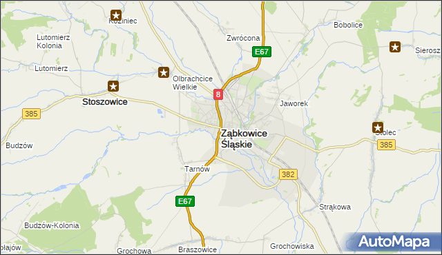 mapa Ząbkowice Śląskie, Ząbkowice Śląskie na mapie Targeo