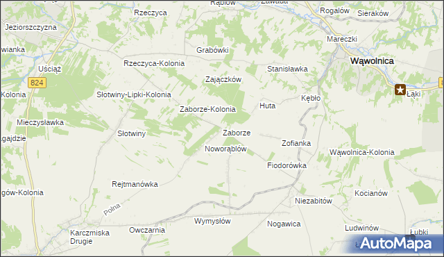 mapa Zaborze gmina Karczmiska, Zaborze gmina Karczmiska na mapie Targeo