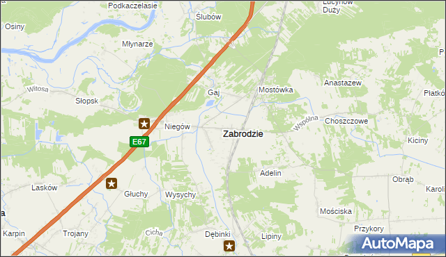 mapa Zabrodzie powiat wyszkowski, Zabrodzie powiat wyszkowski na mapie Targeo