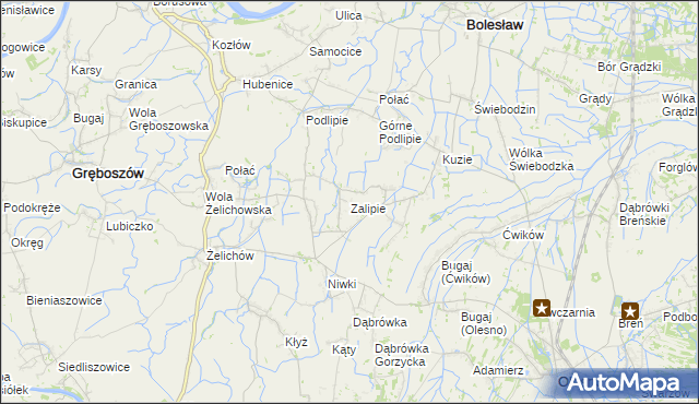 mapa Zalipie gmina Olesno, Zalipie gmina Olesno na mapie Targeo