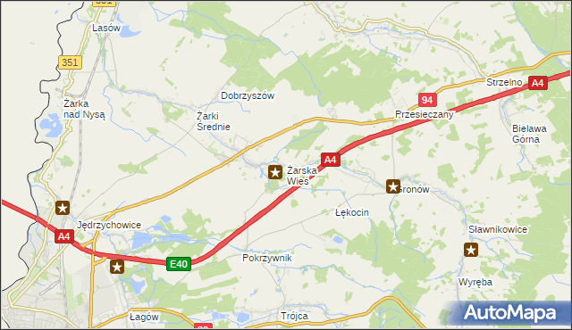 mapa Żarska Wieś, Żarska Wieś na mapie Targeo