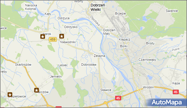 mapa Żelazna gmina Dąbrowa, Żelazna gmina Dąbrowa na mapie Targeo