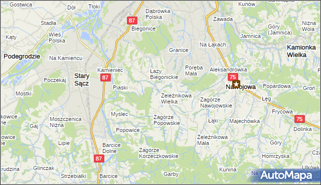 mapa Żeleźnikowa Wielka, Żeleźnikowa Wielka na mapie Targeo