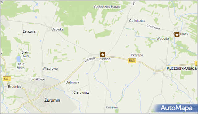 mapa Zielona gmina Kuczbork-Osada, Zielona gmina Kuczbork-Osada na mapie Targeo