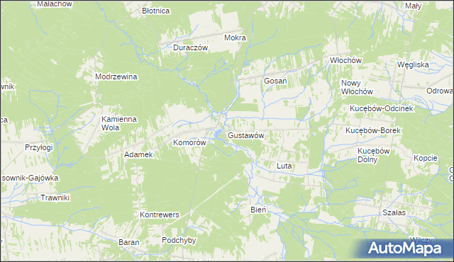 mapa Gustawów gmina Stąporków, Gustawów gmina Stąporków na mapie Targeo