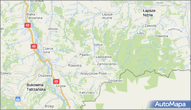 mapa Łapszanka, Łapszanka na mapie Targeo