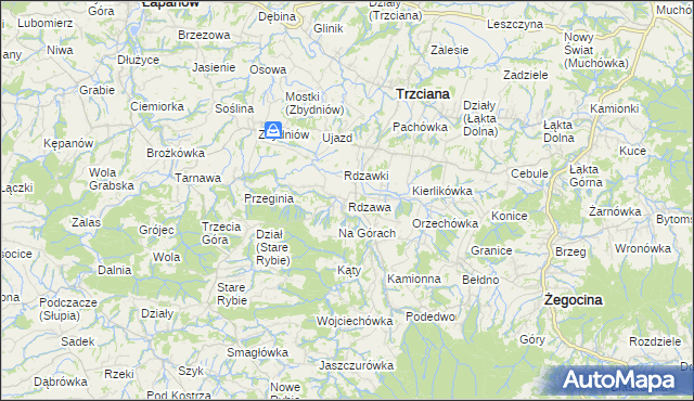 mapa Rdzawa, Rdzawa na mapie Targeo