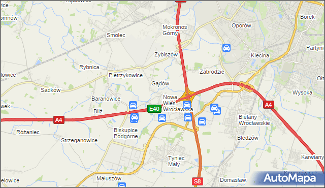 mapa Nowa Wieś Wrocławska, Nowa Wieś Wrocławska na mapie Targeo