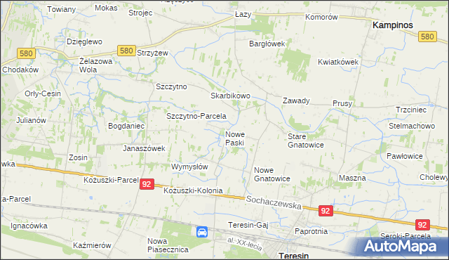 mapa Nowe Paski, Nowe Paski na mapie Targeo