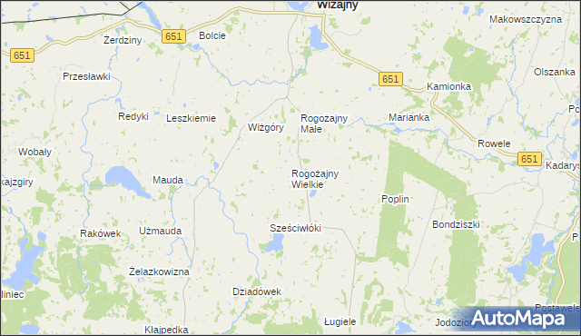 mapa Rogożajny Wielkie, Rogożajny Wielkie na mapie Targeo