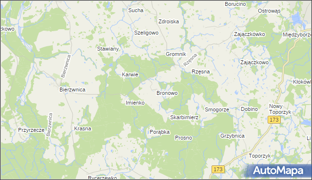 mapa Bronowo gmina Połczyn-Zdrój, Bronowo gmina Połczyn-Zdrój na mapie Targeo