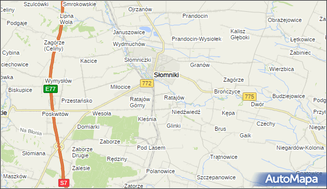 mapa Ratajów, Ratajów na mapie Targeo