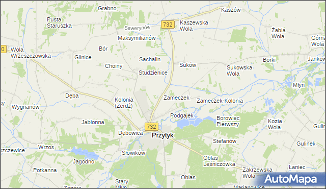 mapa Zameczek gmina Przytyk, Zameczek gmina Przytyk na mapie Targeo