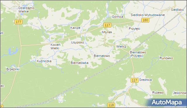 mapa Biernatowo, Biernatowo na mapie Targeo