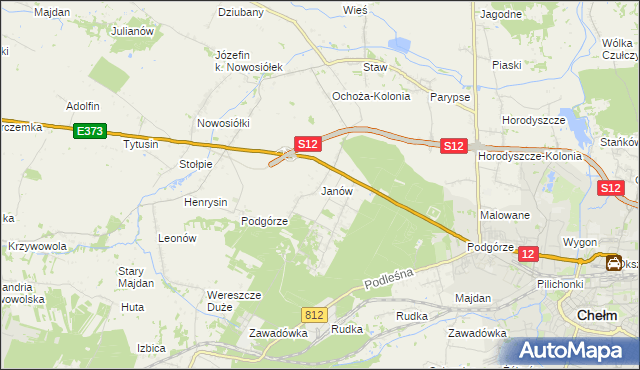 mapa Janów gmina Chełm, Janów gmina Chełm na mapie Targeo