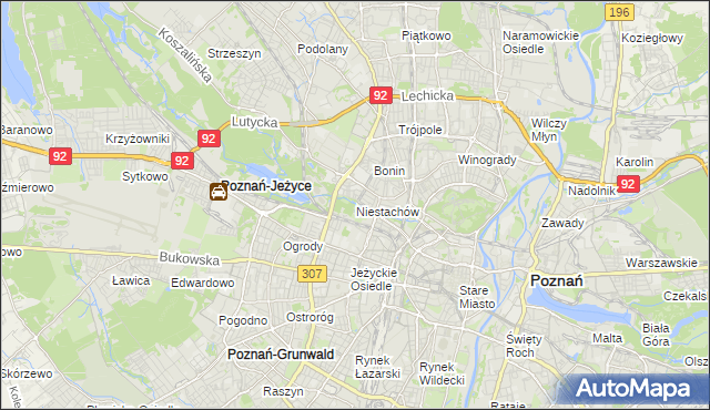 mapa Niestachów gmina Poznań, Niestachów gmina Poznań na mapie Targeo