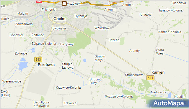 mapa Strupin Mały, Strupin Mały na mapie Targeo