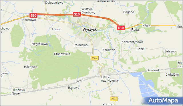 mapa Zielona Góra gmina Wyrzysk, Zielona Góra gmina Wyrzysk na mapie Targeo