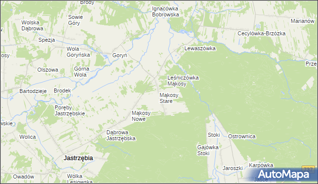 mapa Mąkosy Stare, Mąkosy Stare na mapie Targeo