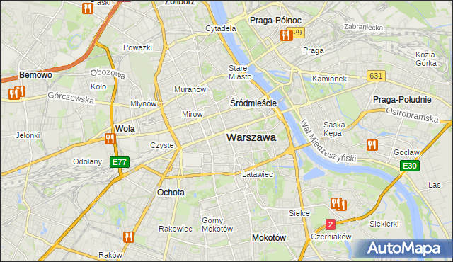 mapa Warszawy, Warszawa na mapie Targeo