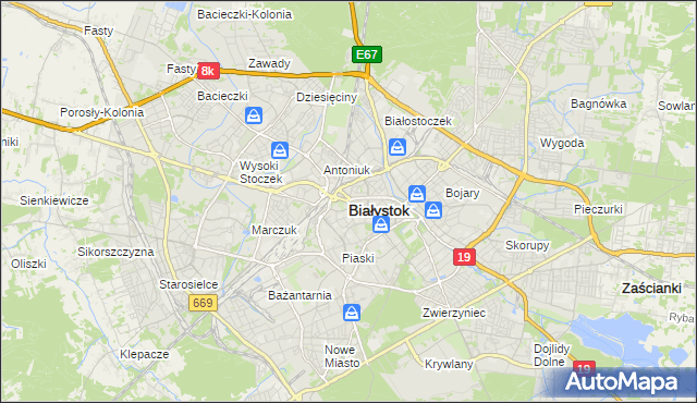 mapa Białegostoku, Białystok na mapie Targeo