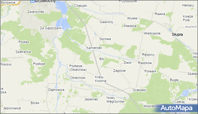 mapa Bór gmina Słupia, Bór gmina Słupia na mapie Targeo