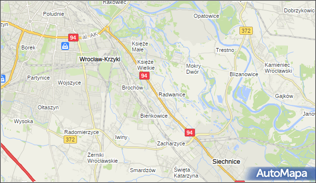 mapa Radwanice gmina Siechnice, Radwanice gmina Siechnice na mapie Targeo