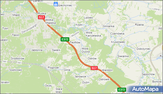 mapa Wola Ducka, Wola Ducka na mapie Targeo