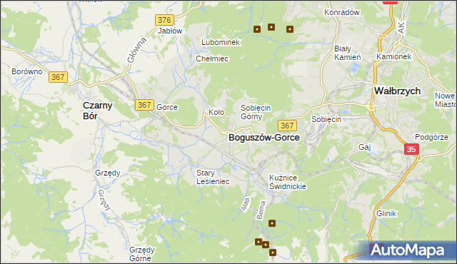 mapa Boguszów-Gorce, Boguszów-Gorce na mapie Targeo