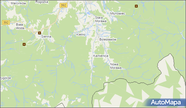 mapa Kamienica gmina Stronie Śląskie, Kamienica gmina Stronie Śląskie na mapie Targeo
