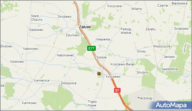 mapa Sobole gmina Załuski, Sobole gmina Załuski na mapie Targeo