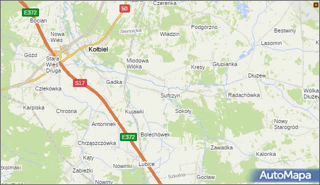 mapa Sufczyn gmina Kołbiel, Sufczyn gmina Kołbiel na mapie Targeo