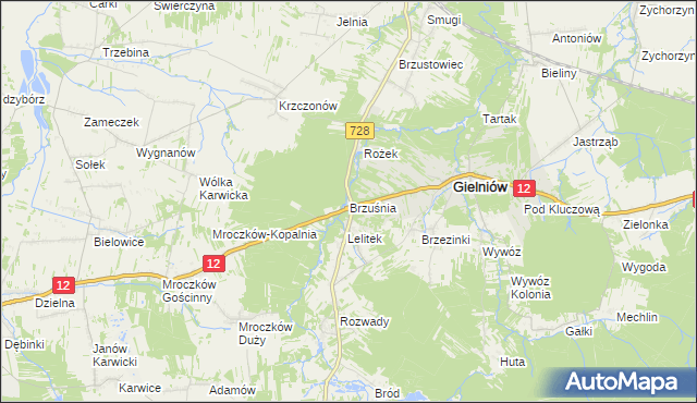 mapa Brzuśnia, Brzuśnia na mapie Targeo