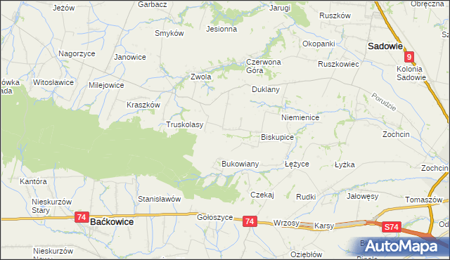 mapa Michałów gmina Sadowie, Michałów gmina Sadowie na mapie Targeo