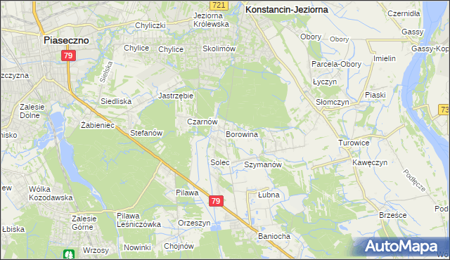 mapa Borowina gmina Konstancin-Jeziorna, Borowina gmina Konstancin-Jeziorna na mapie Targeo